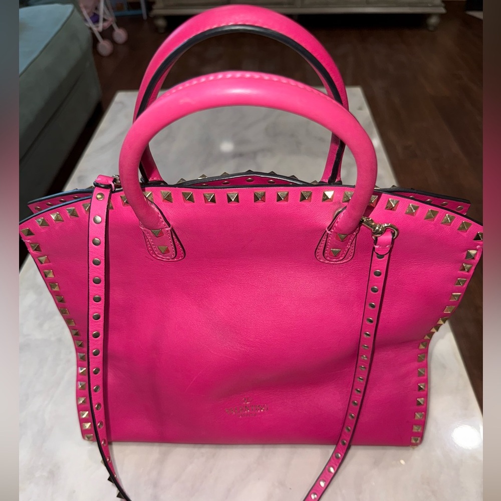 Valentino Hot Pink Studded Tote